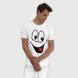 Пижама хлопковая мужская Заразительная улыбка, цвет: белый — фото 2