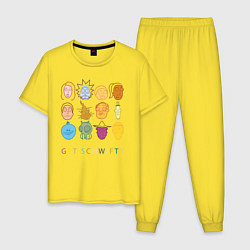 Пижама хлопковая мужская Get Schwifty, цвет: желтый