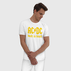 Пижама хлопковая мужская ACDC BACK IN BLACK, цвет: белый — фото 2