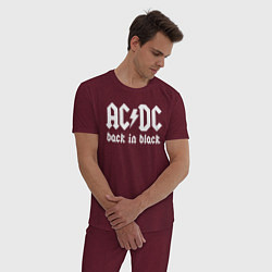 Пижама хлопковая мужская ACDC BACK IN BLACK, цвет: меланж-бордовый — фото 2