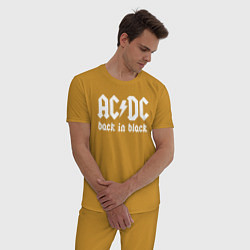 Пижама хлопковая мужская ACDC BACK IN BLACK, цвет: горчичный — фото 2
