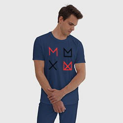 Пижама хлопковая мужская MONSTA X, цвет: тёмно-синий — фото 2