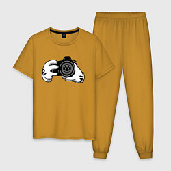 Пижама хлопковая мужская Фотограф цвета горчичный — фото 1