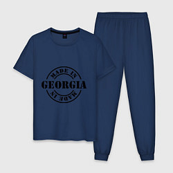 Пижама хлопковая мужская Made in Georgia (сделано в Грузии) цвета тёмно-синий — фото 1