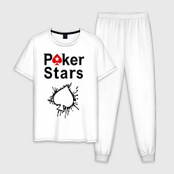 Пижама хлопковая мужская Poker Stars, цвет: белый