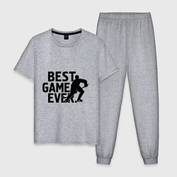 Пижама хлопковая мужская Hockey - best game, цвет: меланж