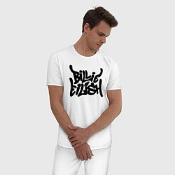 Пижама хлопковая мужская BILLIE EILISH: Street Art, цвет: белый — фото 2