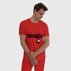 Пижама хлопковая мужская Гитарист, цвет: красный — фото 2