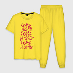Пижама хлопковая мужская Come Home, цвет: желтый