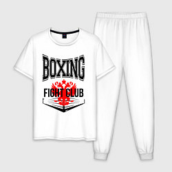 Пижама хлопковая мужская Boxing fight club Russia, цвет: белый