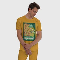 Пижама хлопковая мужская Время приключений Jake, цвет: горчичный — фото 2
