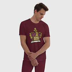 Пижама хлопковая мужская King of S!T, цвет: меланж-бордовый — фото 2