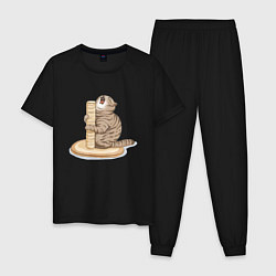 Пижама хлопковая мужская Орущий Кот, цвет: черный