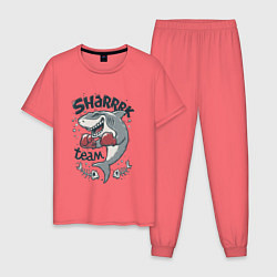 Пижама хлопковая мужская Shark Team, цвет: коралловый