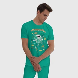 Пижама хлопковая мужская BMO, цвет: зеленый — фото 2