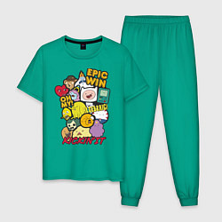 Пижама хлопковая мужская Heroes Adventure Time, цвет: зеленый