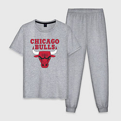 Пижама хлопковая мужская CHICAGO BULLS, цвет: меланж