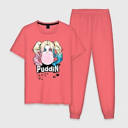 Пижама хлопковая мужская Puddin', цвет: коралловый