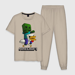 Пижама хлопковая мужская MINECRAFT, цвет: миндальный