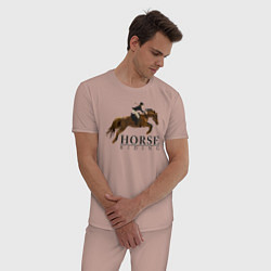 Пижама хлопковая мужская HORSE RIDING, цвет: пыльно-розовый — фото 2