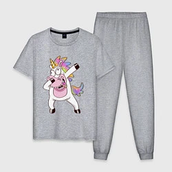 Пижама хлопковая мужская Dabbing Unicorn, цвет: меланж