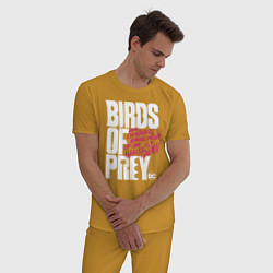 Пижама хлопковая мужская Birds of Prey logo, цвет: горчичный — фото 2