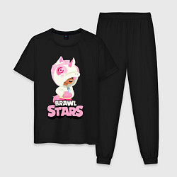 Пижама хлопковая мужская Leon Unicorn Brawl Stars, цвет: черный