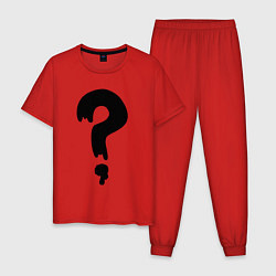 Пижама хлопковая мужская Знак Вопроса, цвет: красный