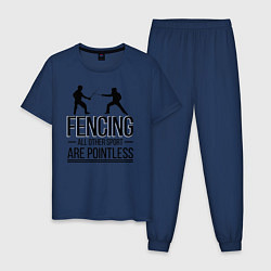 Пижама хлопковая мужская Fencing, цвет: тёмно-синий