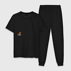 Пижама хлопковая мужская Работа программиста, цвет: черный