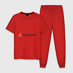 Пижама хлопковая мужская Работа программиста, цвет: красный