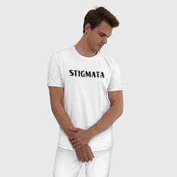 Пижама хлопковая мужская Stigmata, цвет: белый — фото 2