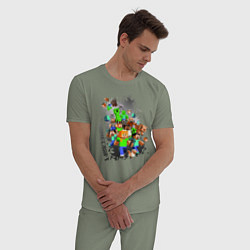 Пижама хлопковая мужская Minecraft, цвет: авокадо — фото 2