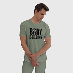Пижама хлопковая мужская Бодибилдинг, цвет: авокадо — фото 2