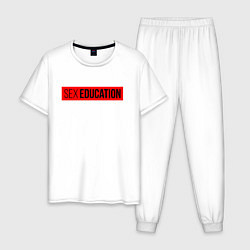 Пижама хлопковая мужская SEX EDUCATION, цвет: белый