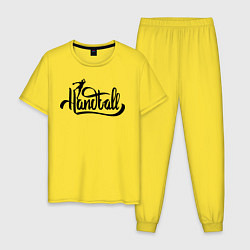 Пижама хлопковая мужская Handball lettering, цвет: желтый