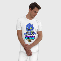 Пижама хлопковая мужская BRAWL STARS LEON, цвет: белый — фото 2