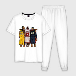Пижама хлопковая мужская Bryant, Jordan, James, цвет: белый