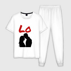 Пижама хлопковая мужская LOVE 1 часть, цвет: белый