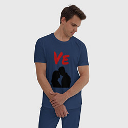 Пижама хлопковая мужская LOVE 2 часть, цвет: тёмно-синий — фото 2