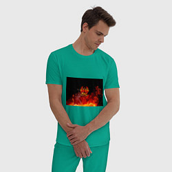 Пижама хлопковая мужская Войска связи, цвет: зеленый — фото 2