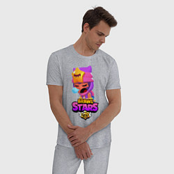 Пижама хлопковая мужская BRAWL STARS SANDY, цвет: меланж — фото 2
