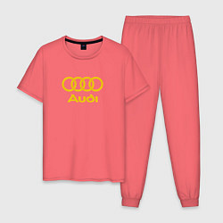 Пижама хлопковая мужская Audi GOLD, цвет: коралловый