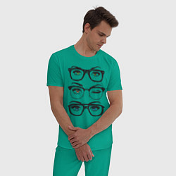 Пижама хлопковая мужская Женский взгляд, цвет: зеленый — фото 2