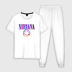 Пижама хлопковая мужская NIRVANA, цвет: белый