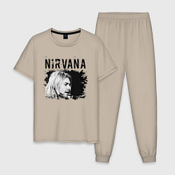 Пижама хлопковая мужская NIRVANA, цвет: миндальный