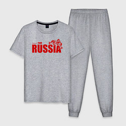 Пижама хлопковая мужская Russia, цвет: меланж