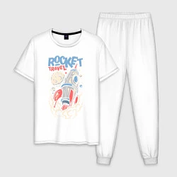 Пижама хлопковая мужская Rocket Travel, цвет: белый