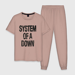 Пижама хлопковая мужская System of a down, цвет: пыльно-розовый