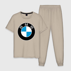 Пижама хлопковая мужская BMW, цвет: миндальный